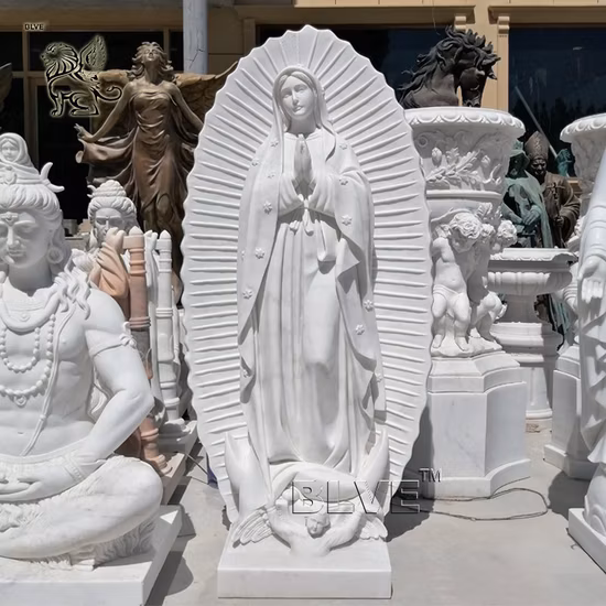 Benutzerdefinierte lebensgroße religiöse Maria Stein Virgen De Guadalupe Skulptur Marmor Jungfrau Maria Statue