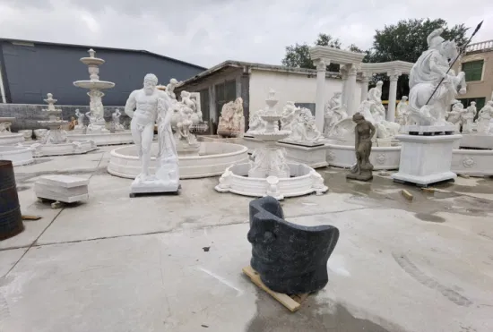 Startseite Architektonisch dekorativ geschnitzte Frau aus Stein Skulptur Säule Marmor Schnitzerei Dame Statue Säulen für Gartendekoration (QCM111)