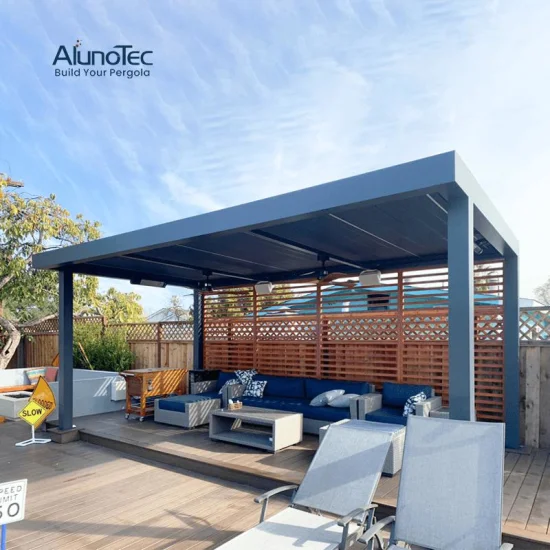 AlunoTec Moderne professionelle Metallpergolen, regensichere Pergola aus Aluminium, nachhaltige Gartenpavillons für den Außenbereich